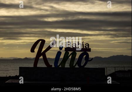 Monumental letters with the legend KINO in  Kino bay , Sonora Mexico. outdoors. © (© Photo: LuisGutierrez / NortePhoto.com) Letras monumentales con la leyenda KINO en bahia de Kino ,Sonora Mexico. outdoors. © (© Photo:LuisGutierrez/ NortePhoto.com) Stock Photo