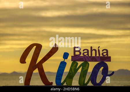 Monumental letters with the legend KINO in  Kino bay , Sonora Mexico. outdoors. © (© Photo: LuisGutierrez / NortePhoto.com) Letras monumentales con la leyenda KINO en bahia de Kino ,Sonora Mexico. outdoors. © (© Photo:LuisGutierrez/ NortePhoto.com) Stock Photo