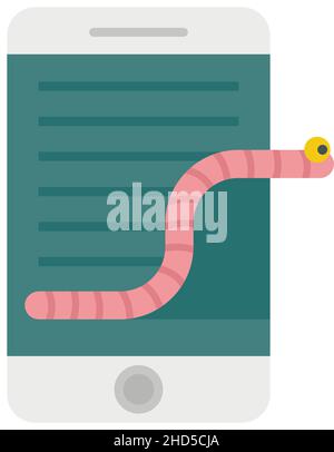 Smartphone fraud worm icon. Flat illustration of smartphone fraud worm vector icon isolated on white background Stock Vector