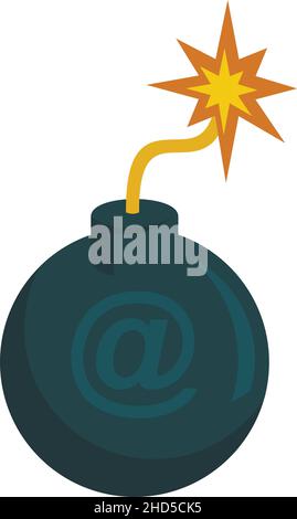 Email fraud bomb icon. Flat illustration of email fraud bomb vector icon isolated on white background Stock Vector