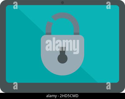 Tablet unlock fraud icon. Flat illustration of tablet unlock fraud vector icon isolated on white background Stock Vector