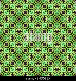 Green and black color seamless pattern texture and template. Multicolored. Colorful ornamental graphic design. Colored mosaic ornaments. Vector illust Stock Vector