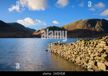 Crummock Water and the eastern slopes of  Mellbreak. Stock Photo