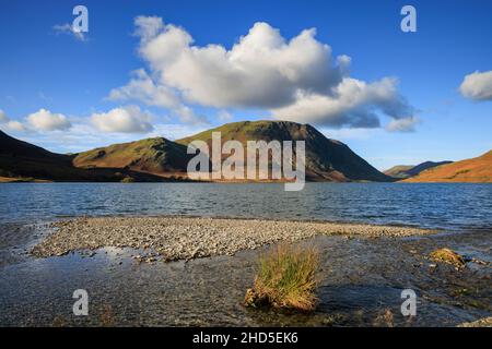 Crummock Water and the eastern slopes of  Mellbreak. Stock Photo