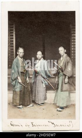 19th century vintage photograph - 1860's Japan carte de visite attributed to Felix Beato studio: Japanese Ycaonin, samurai. Stock Photo