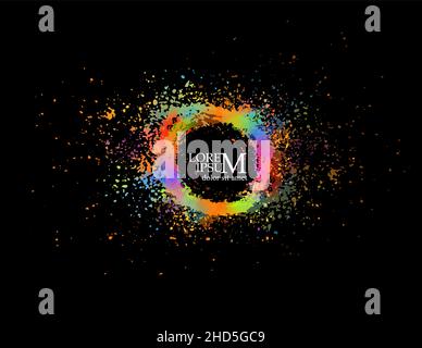 Round multi-colored frame from spots of paint. Background from blots. Grunge Design Element. Brush Strokes. Vector illustration Stock Vector