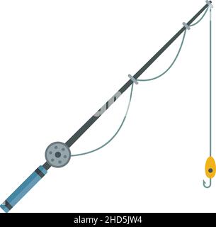 Fishing rod instrument icon. Flat illustration of fishing rod instrument vector icon isolated on white background Stock Vector