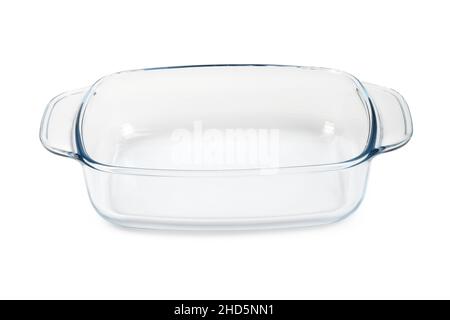 Glass baking tray on white background. High resolution photo. Full depth of field. Stock Photo