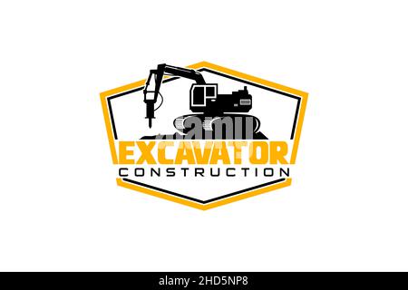Excavator logo template vector. Heavy equipment logo vector for construction company. Creative excavator illustration for logo. Stock Vector