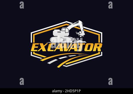Excavator logo template vector. Heavy equipment logo vector for construction company. Creative excavator illustration for logo. Stock Vector
