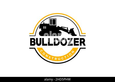 Bulldozer logo template vector. Heavy equipment logo vector for construction company. Creative excavator illustration for logo. Stock Vector