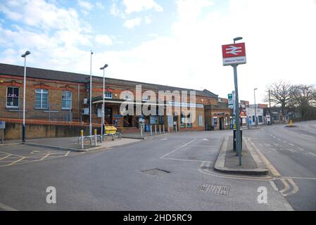 Walton-on-Thames railway station during lockdown 2020 Stock Photo