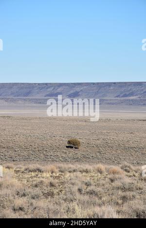 The approach to the dramatic steep cliffs of Sage Butte on the remote Adel-Denio road (OR-140, Warner Highway) in southern Oregon, United States. Stock Photo