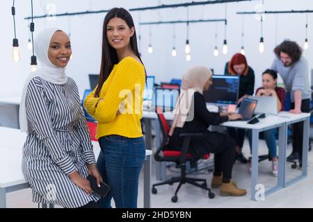 Group of managers of business posing on camera Stock Photo