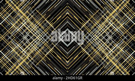 Straight beams moving fast, crossing each other and forming the shape of rhombuses on black background, seamless loop. Many flowing narrow lines. Stock Photo