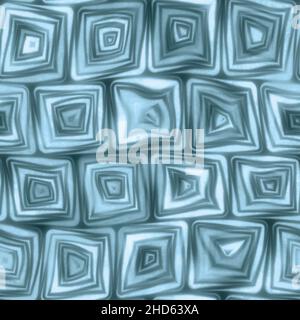 Large Turquoise Squiggly Swirly Spiral Squares Seamless Texture Pattern Stock Photo