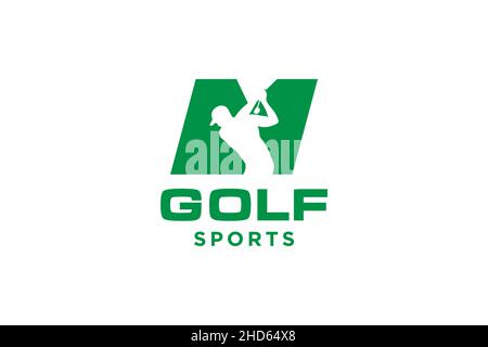 Alphabet letter icon logo M for Golf logo design vector template, Vector label of golf, Logo of golf championship, illustration, Creative icon, design Stock Vector