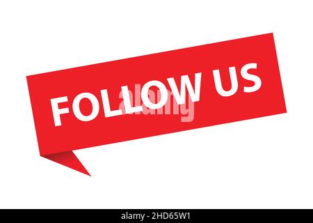 follow us speech bubble sign icon vector follow us paper sticker for graphic design, logo, website, social media, mobile app, UI illustration. Stock Vector