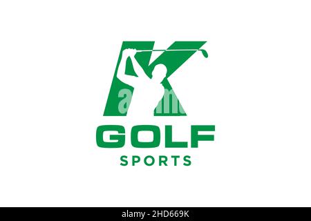 Alphabet letter icon logo K for Golf logo design vector template, Vector label of golf, Logo of golf championship, illustration, Creative icon, design Stock Vector