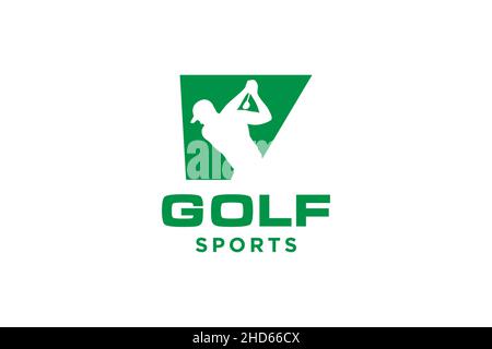Alphabet letter icon logo V for Golf logo design vector template, Vector label of golf, Logo of golf championship, illustration, Creative icon, design Stock Vector