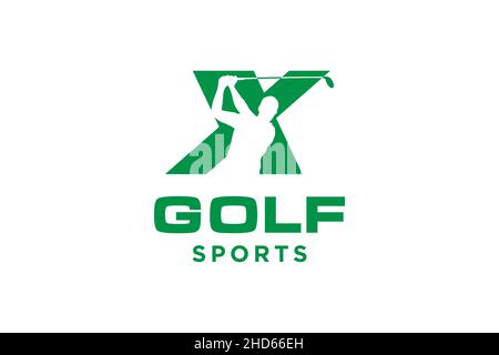 Alphabet letter icon logo X for Golf logo design vector template, Vector label of golf, Logo of golf championship, illustration, Creative icon, design Stock Vector