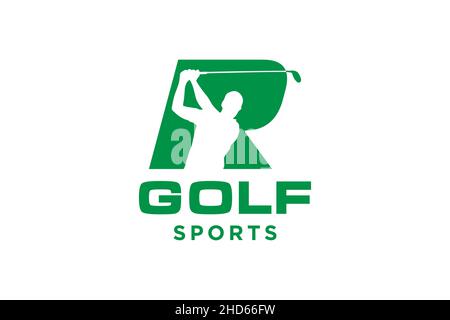 Alphabet letter icon logo R for Golf logo design vector template, Vector label of golf, Logo of golf championship, illustration, Creative icon, design Stock Vector