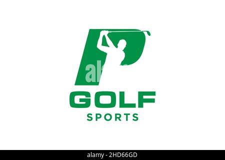 Alphabet letter icon logo P for Golf logo design vector template, Vector label of golf, Logo of golf championship, illustration, Creative icon, design Stock Vector