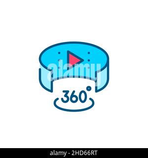 360 degree panoramic video. Pixel perfect, editable stroke color icon Stock Vector