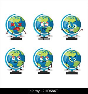 Globe ball cartoon character with nope expression. Vector illustration Stock Vector