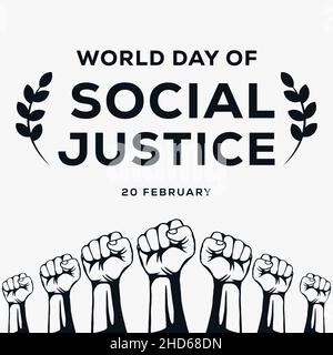 world day of social justice design vector illustration black white Stock Vector