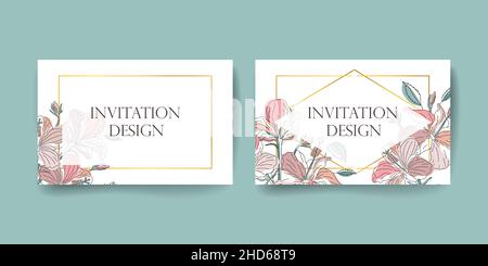 Set of two horizontal invitation card templates.  Stock Vector