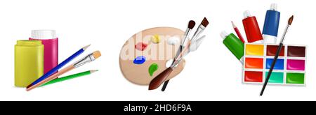 Drawing Tool Set Artist Easel Paints Brushes Cartoon Isolated White Stock  Vector by ©molnia26 242177968