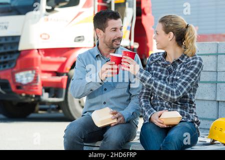 wokers having a coffee break Stock Photo