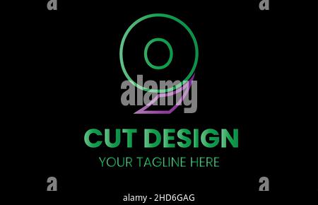 Number 9 cut shape abstract monogram vector logo template Stock Vector