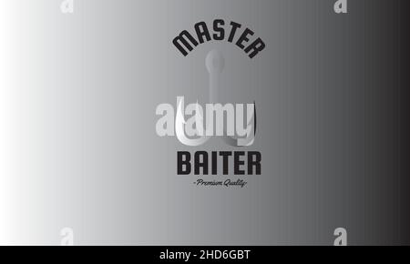 master baiter hook fishing t-shirt monogram text vector template Stock Vector