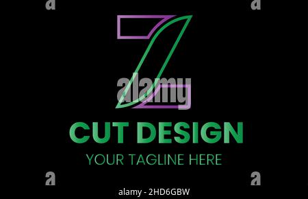 Alphabet z cut shape abstract monogram vector logo template Stock Vector