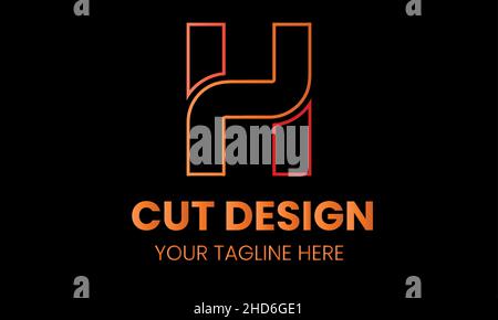 Alphabet h cut shape abstract monogram vector logo template Stock Vector
