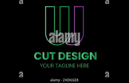 Alphabet w cut shape abstract monogram vector logo template Stock Vector