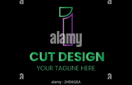 Number 1 cut shape abstract monogram vector logo template Stock Vector