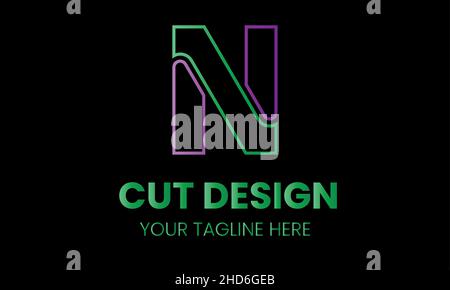Alphabet n cut shape abstract monogram vector logo template Stock Vector