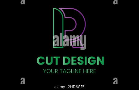 Alphabet r cut shape abstract monogram vector logo template Stock Vector