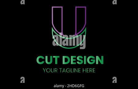 Alphabet u cut shape abstract monogram vector logo template Stock Vector