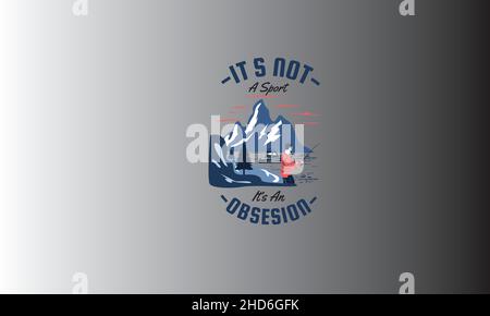 it's not a sport it's an obsession fisherman on beach fishing t-shirt monogram text vector template Stock Vector