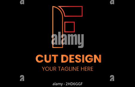 Alphabet f cut shape abstract monogram vector logo template Stock Vector
