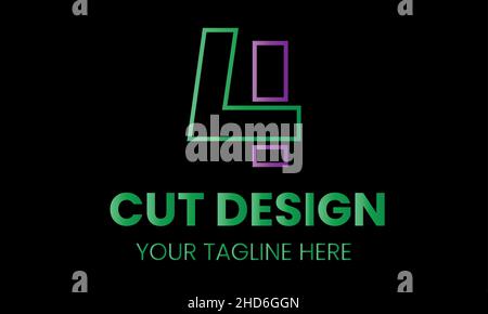 Number 4 cut shape abstract monogram vector logo template Stock Vector