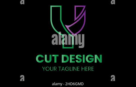 Alphabet y cut shape abstract monogram vector logo template Stock Vector