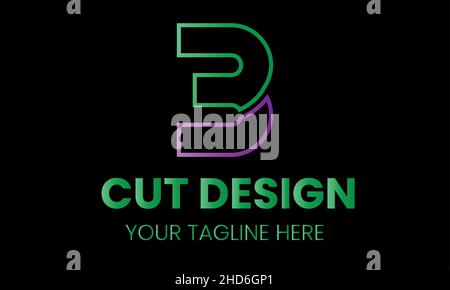 Number 3 cut shape abstract monogram vector logo template Stock Vector
