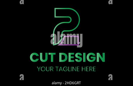 Number 2 cut shape abstract monogram vector logo template Stock Vector