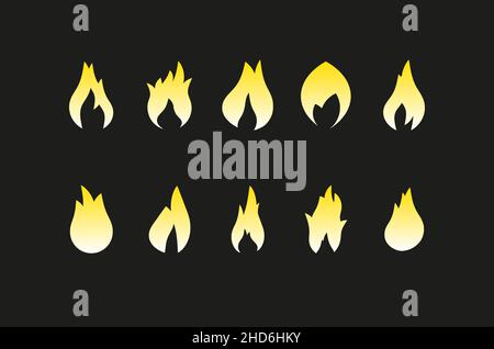 Vector icons of a fire on black background Stock Vector
