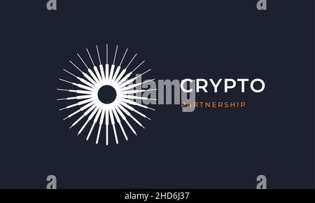 Blockchain logo, logotype, sign. Digital circle line design template. Crypto logo with geometric abstract transaction. Minimalist style icon. Vector Illustration Stock Vector